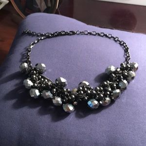 Choker with Beads silver and black.